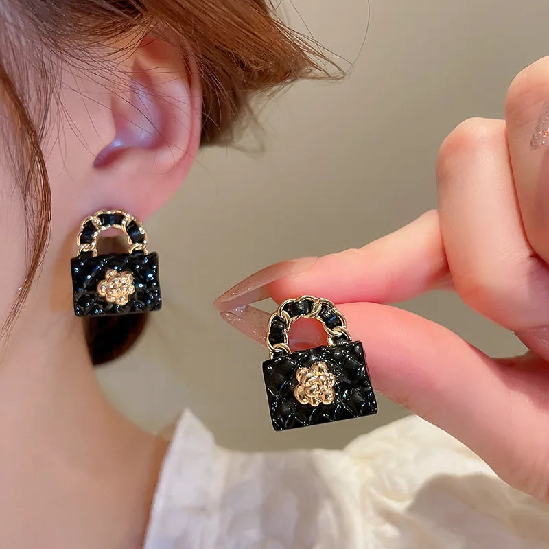 Leather Handbag Shape Earrings