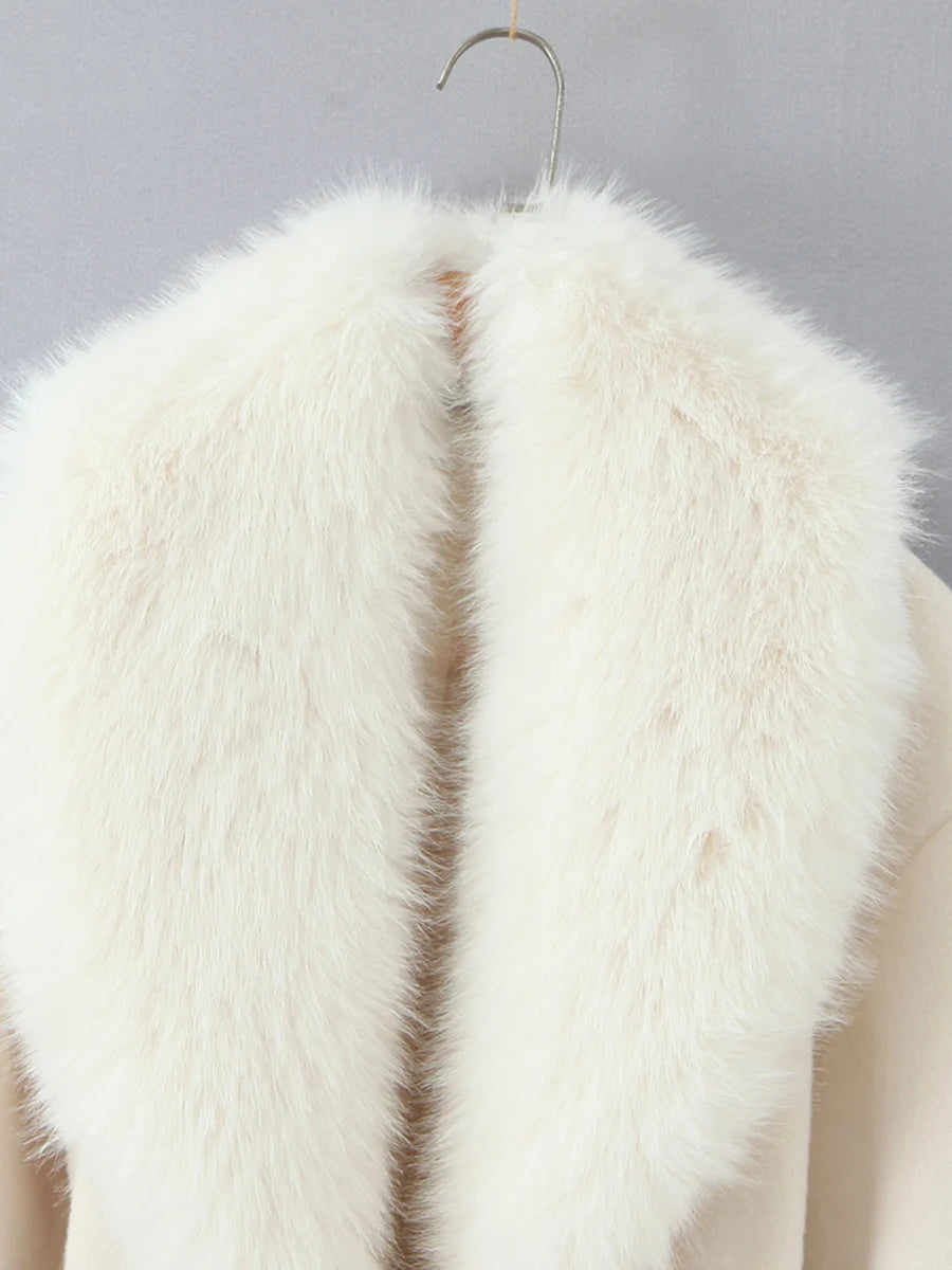 Fur Collar Elegant Trench Coat