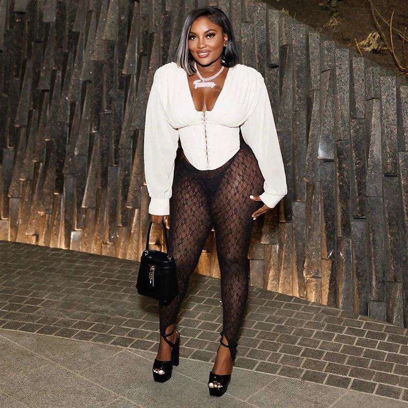 Sheer Lace High Waist Trouser