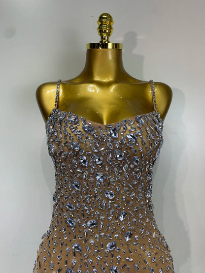 Zoey Rhinestone Mesh Mini Dress
