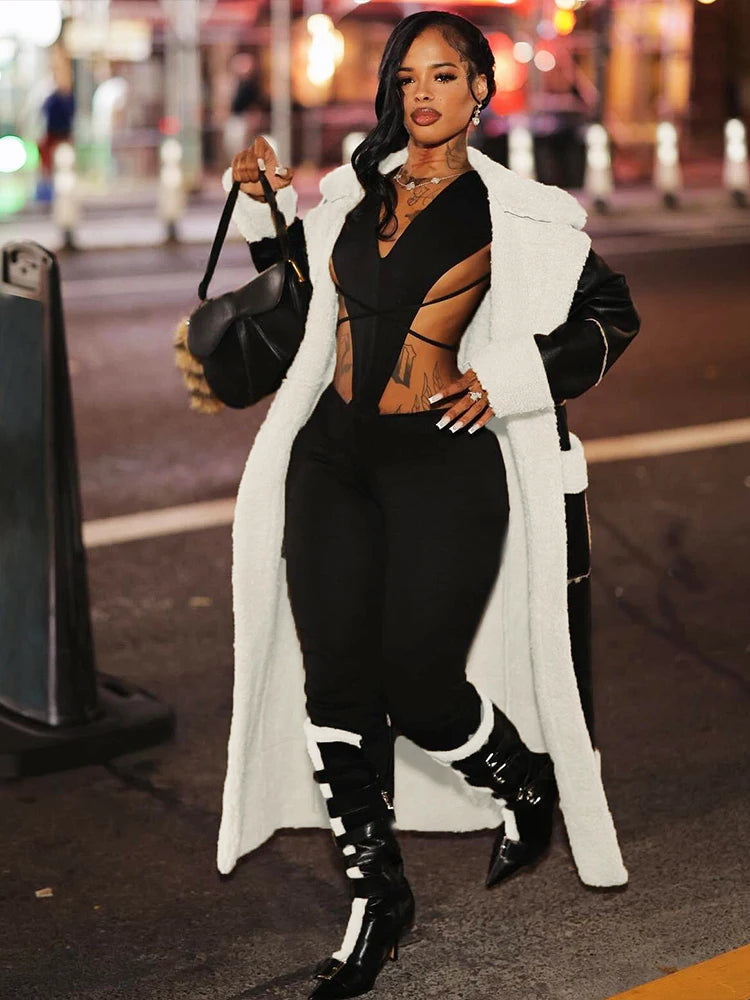 Faux Leather Trench Coat