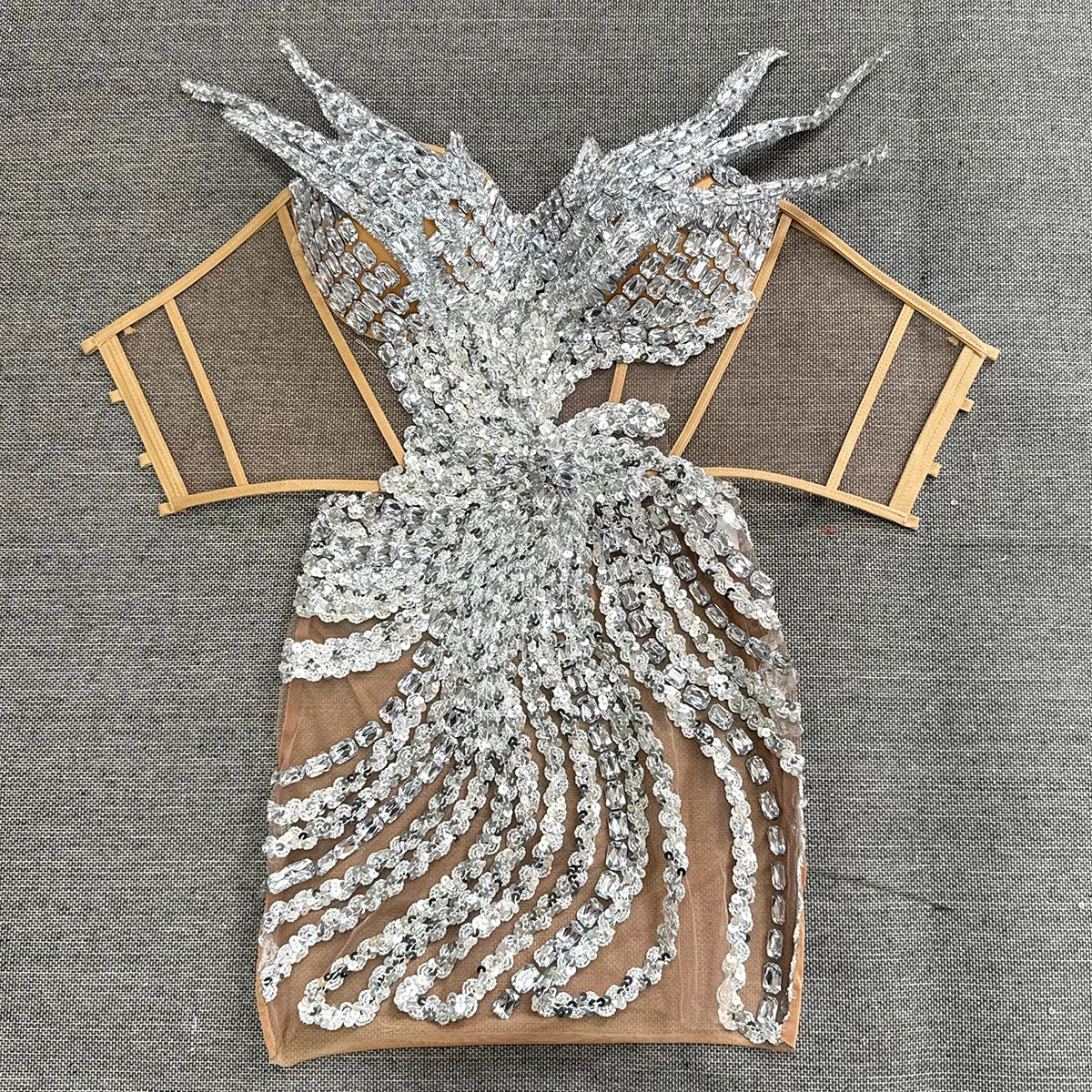 Silver Mesh Mini Dress