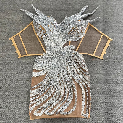 Silver Mesh Mini Dress