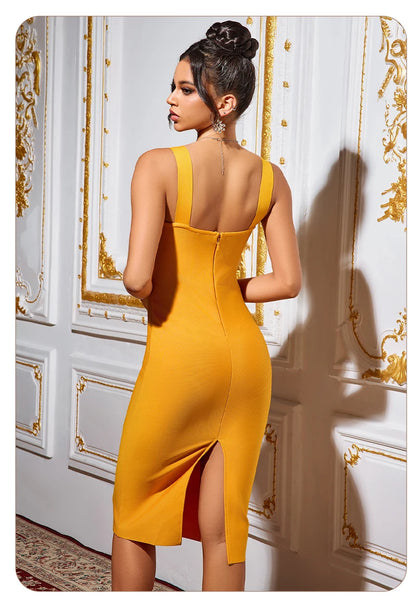 Vibrant Orange Bodycon Bandage Dress