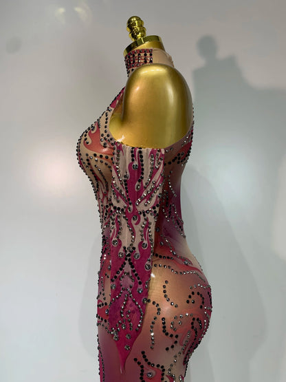 Alyza Rhinestone Mesh Jumpsuit