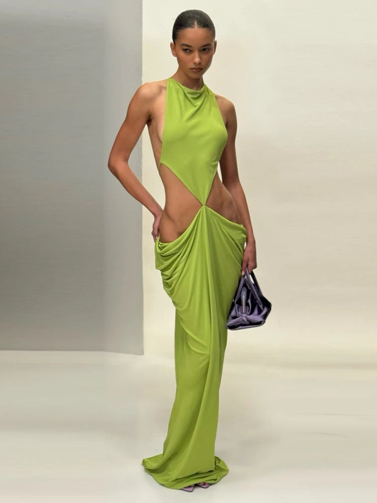 Green Cut-Out Maxi Dress