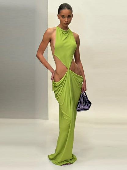 Green Cut-Out Maxi Dress