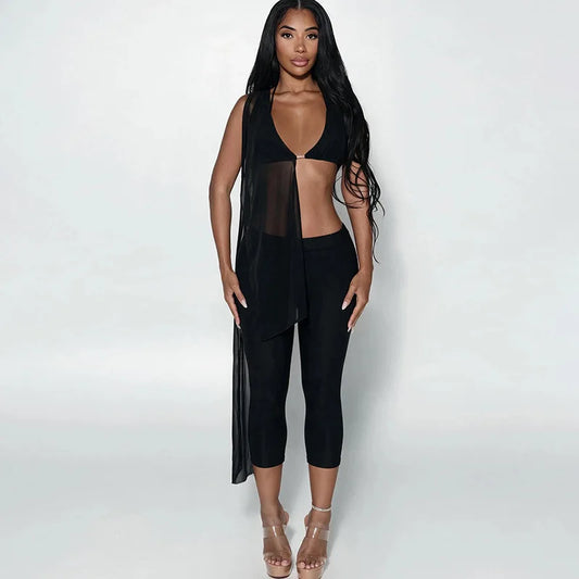 Melynda Mesh Capri Set