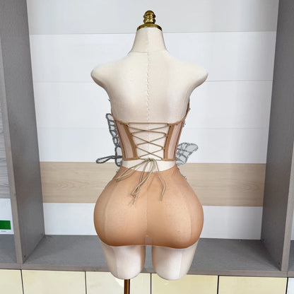 Silver Mesh Mini Dress