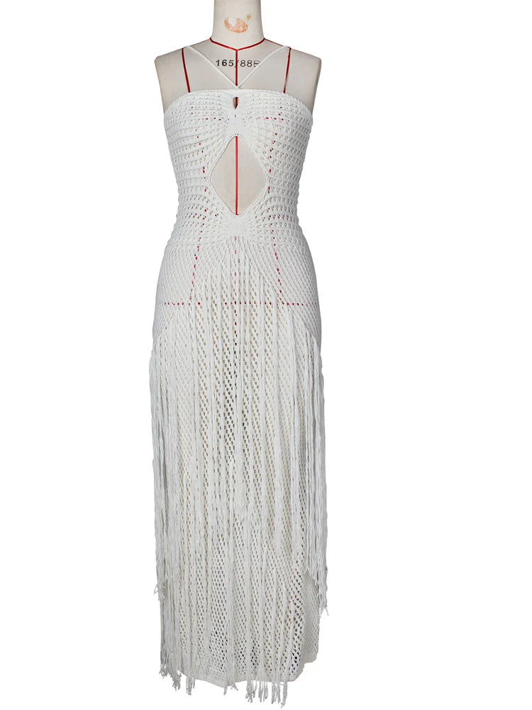 Tesha Crochet Fringe Maxi Dress