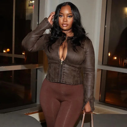 Nia Leather Crop Jacket