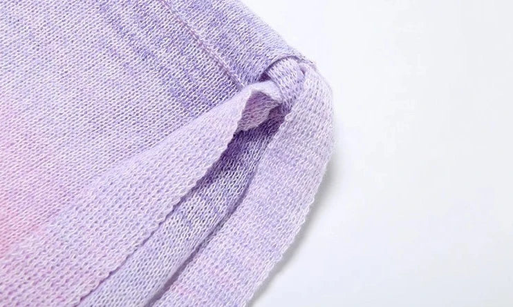 Gradient Purple Knit Skirt Set