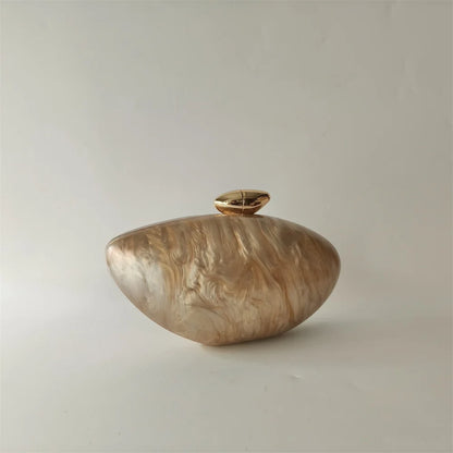 Shell Pearl Marble Clutch Purse