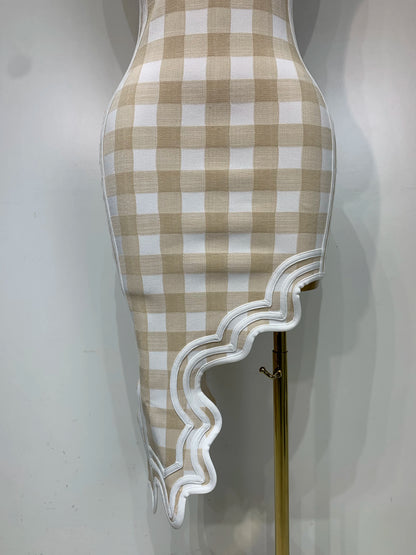 Plaid Asymmetrical Bandage Dress