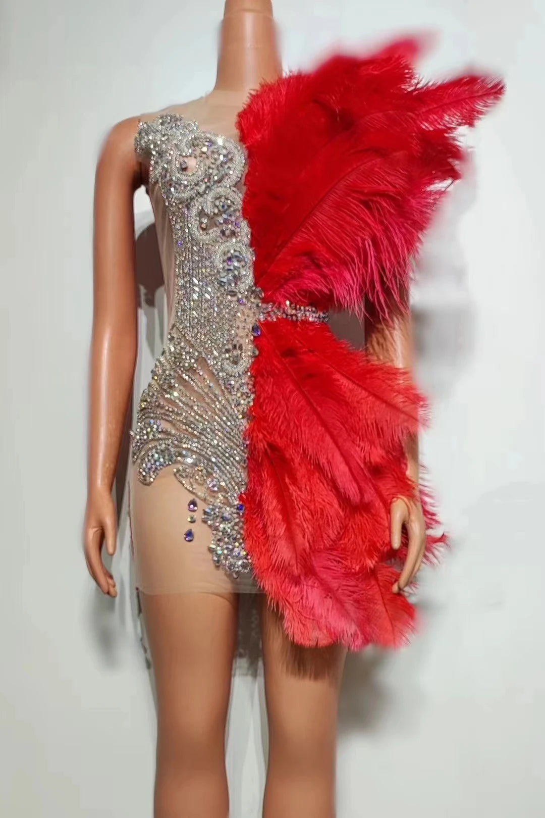 Matilda Velvet Feather Mini Dress