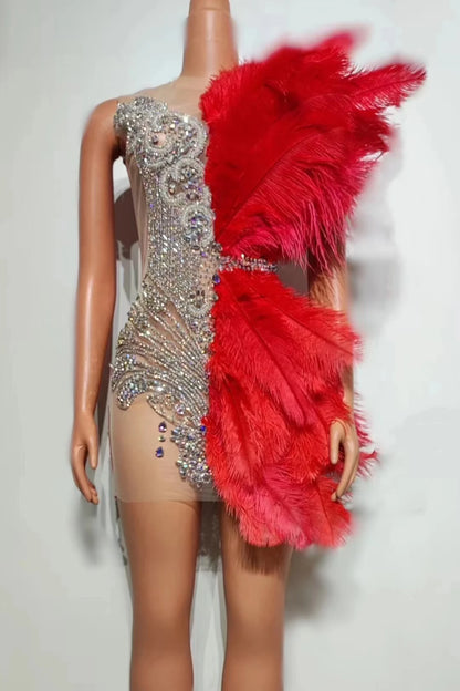 Matilda Velvet Feather Mini Dress