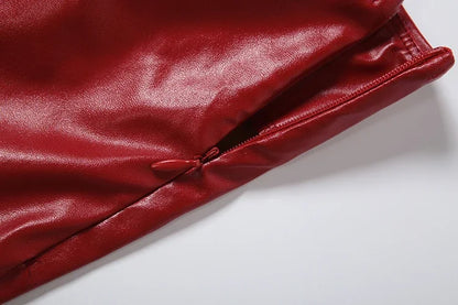 Red Leather Short Set