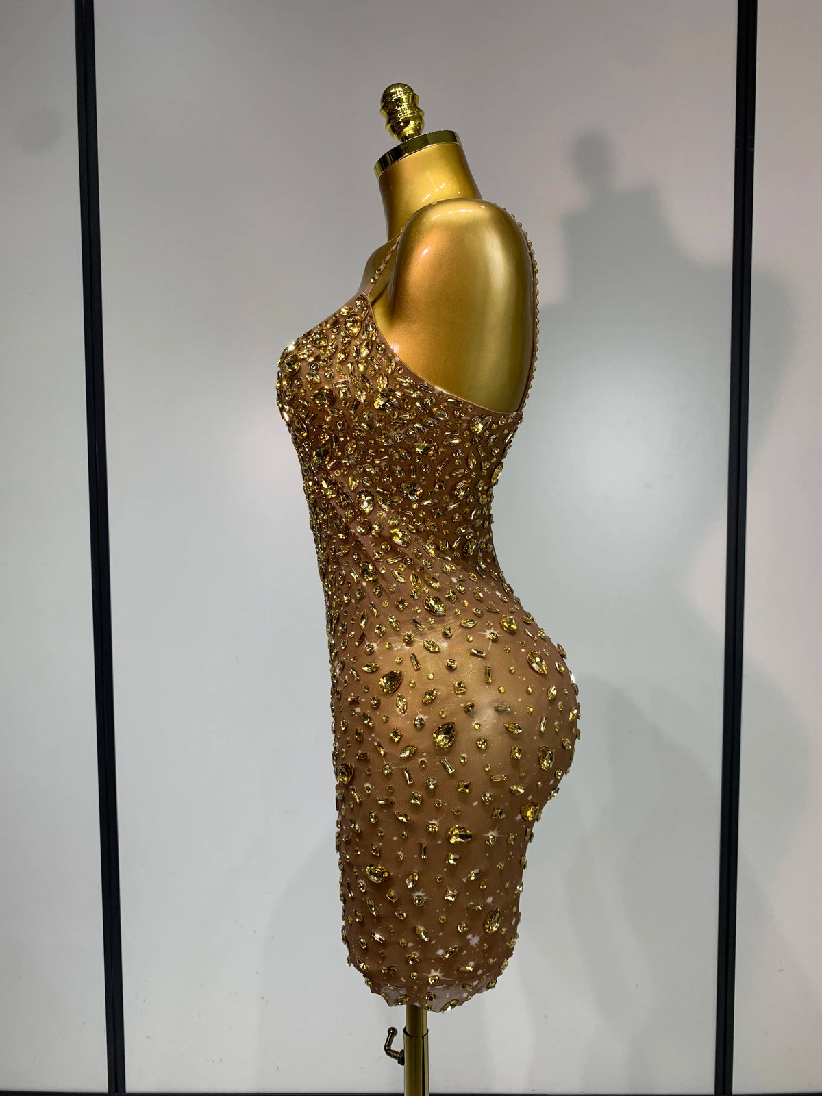 Zoey Rhinestone Mesh Mini Dress