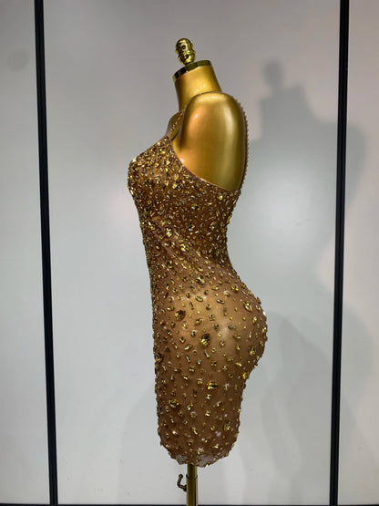 Zoey Rhinestone Mesh Mini Dress