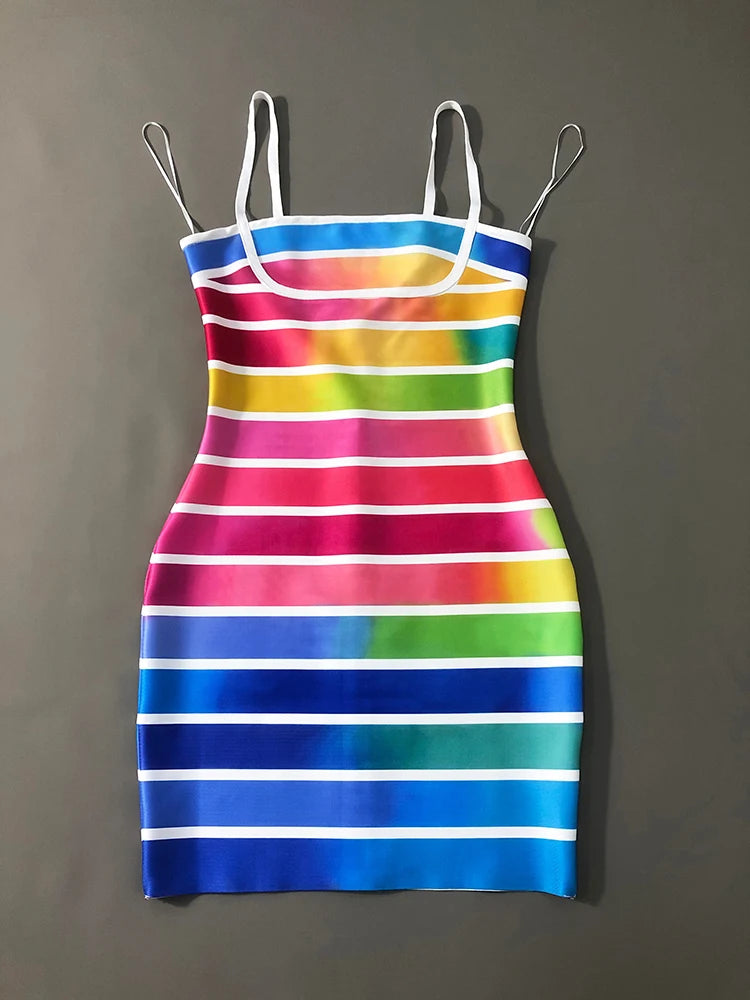 rainbow bandage bodycon dress ASOS Sculpt Premium Bandage Festival Rainbow Bandage Dress