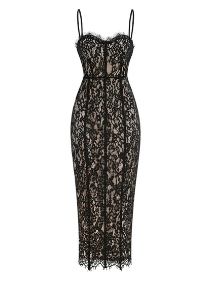 Floral Lace Bodycon Maxi Dress