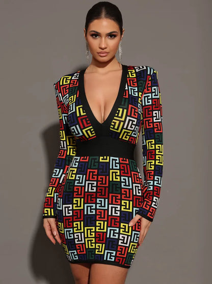 Luxe Jacquard Bandage Mini Dress