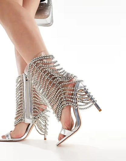 Bling Bling Crystal Tassel High Heels