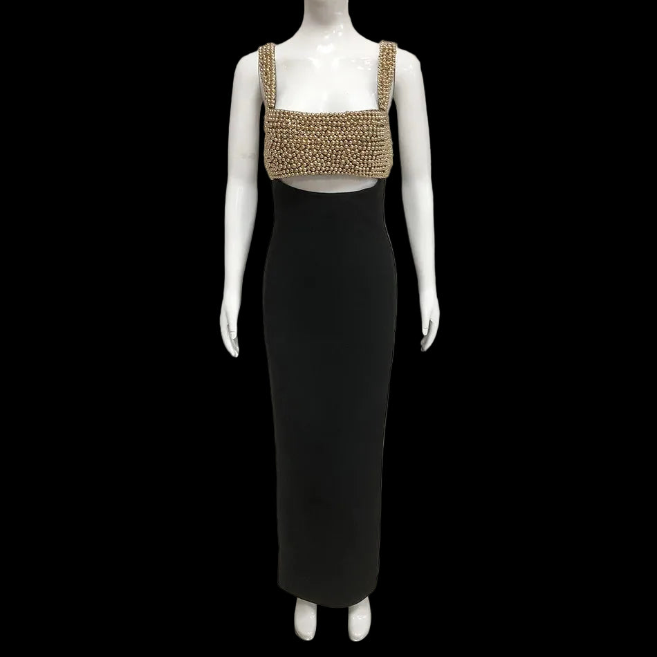 Pearls Embellished Bandage Dress
