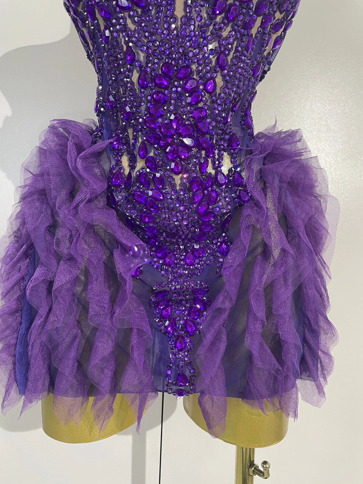 Purple Rain Mesh Ruffled Mini Dress