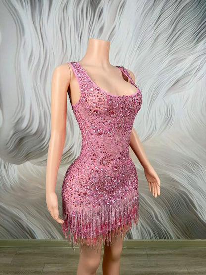 Jenna Rhinestone Tassel Mini Dress