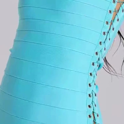 The Side Lace Up Bandage Mini Dress