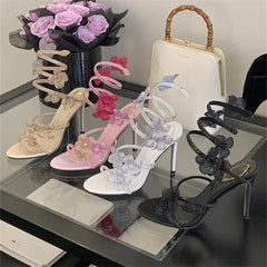Flower Embellished High Heels