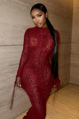 Jillian Leopard Print Mesh Dress