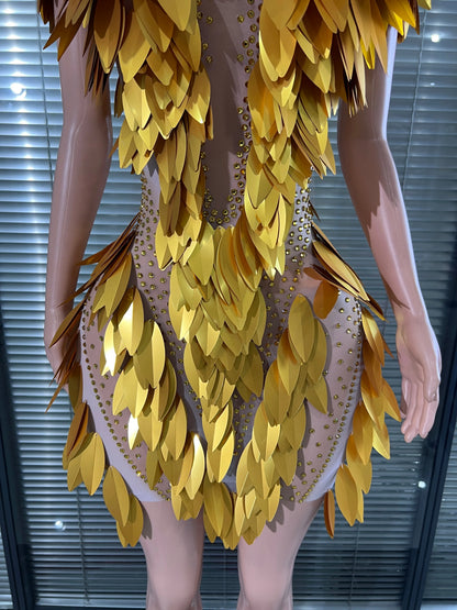 Hot Leaf Sequins Mini Dress