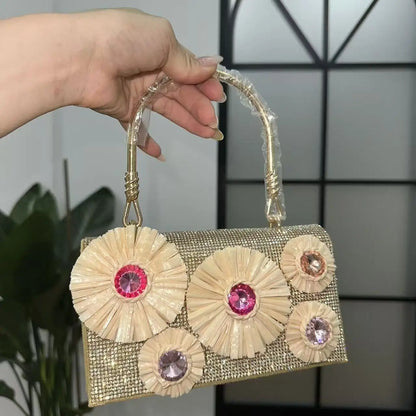 Flower Basket Straw Bucket Handbag