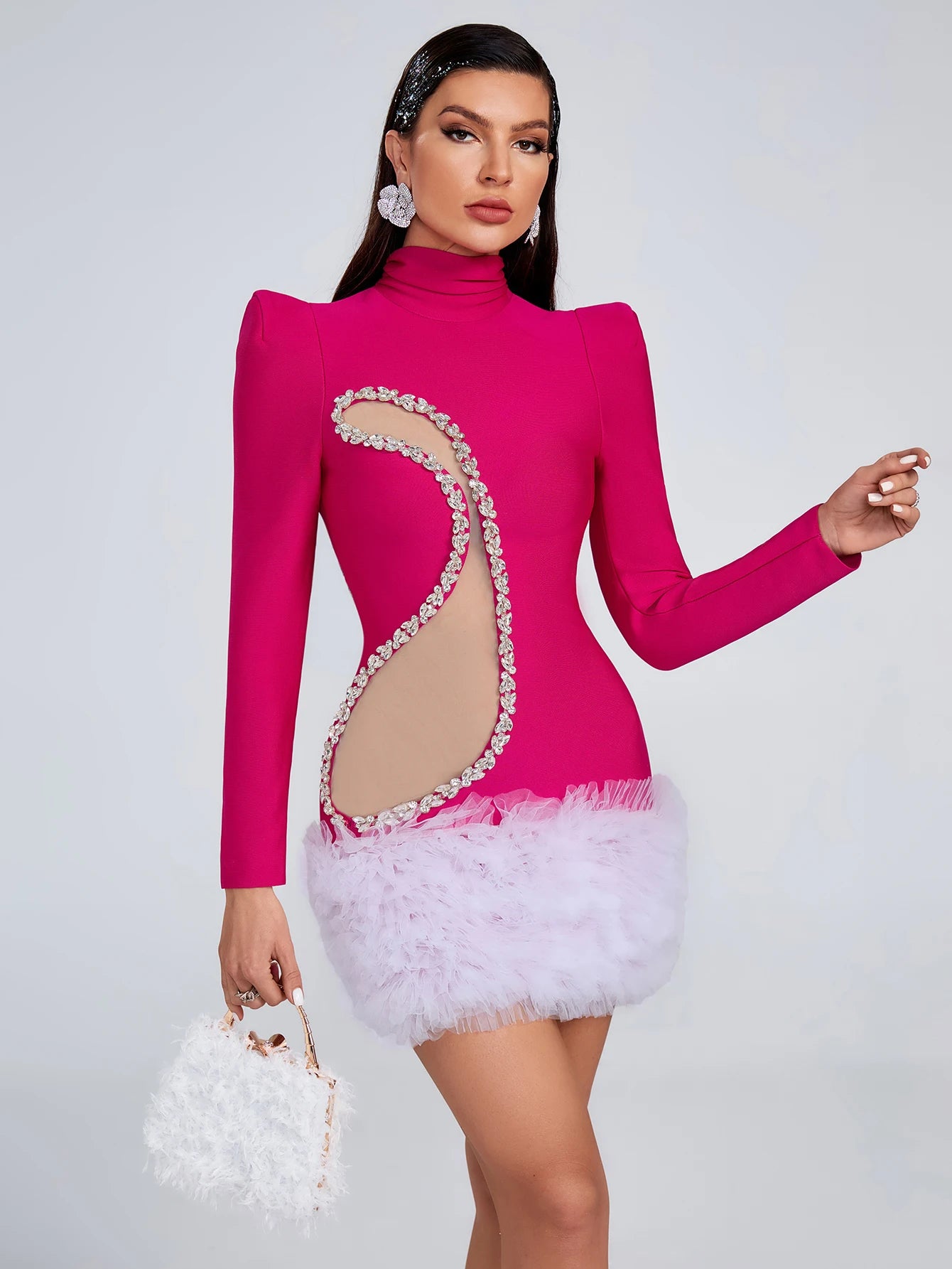 Embellished Rose Bandage Dress