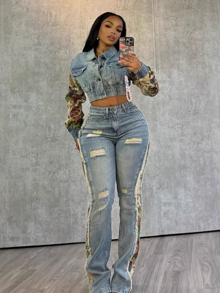 Sandra Denim Pants Set