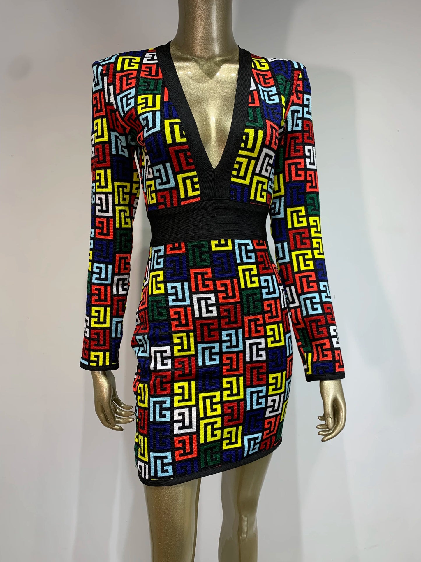 Luxe Jacquard Bandage Mini Dress