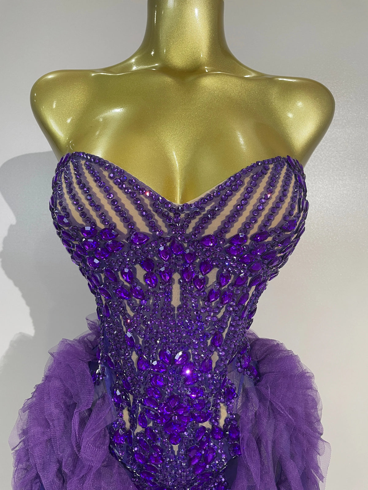 Purple Rain Mesh Ruffled Mini Dress