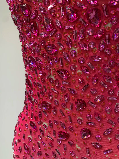Zoey Rhinestone Mesh Maxi Dress
