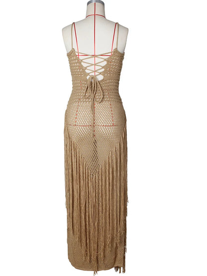 Tesha Crochet Fringe Maxi Dress