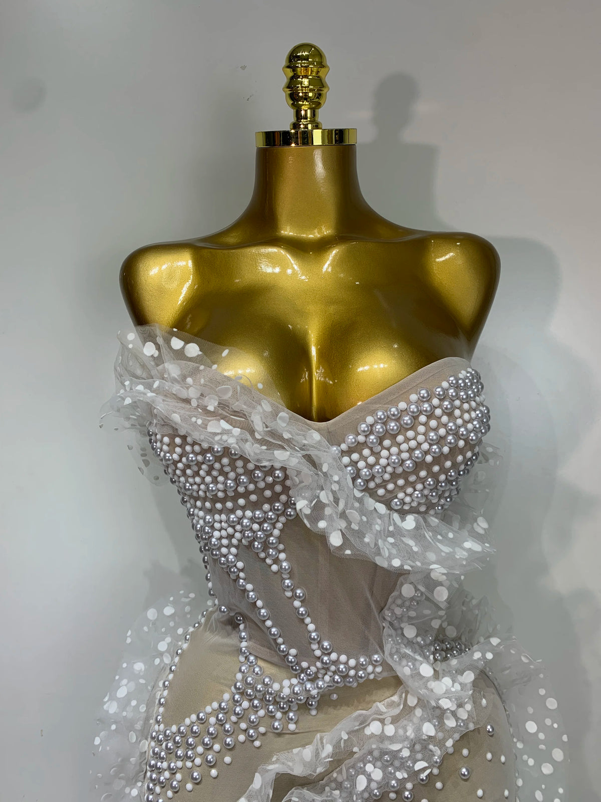 Pearl Ruched Mini Dress