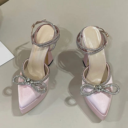 Butterfly-knot Crystal Pointed Toe Heels