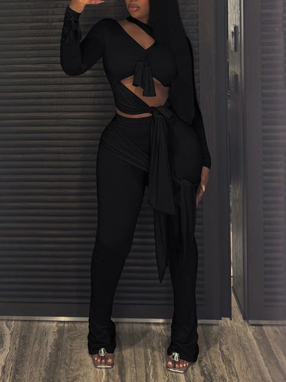 Multi Knot Flare Tassel Pants Set