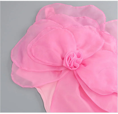 One Shoulder Flower Mini Dress