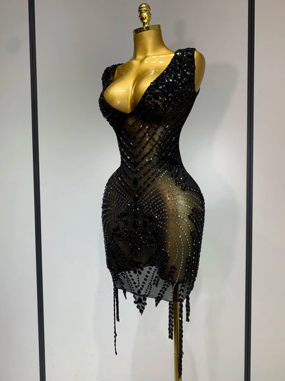 Frankie Rhinestones Mesh Dress