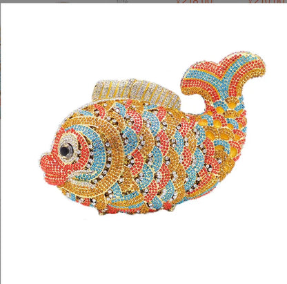 Fish Rhinestone Clutch Bag