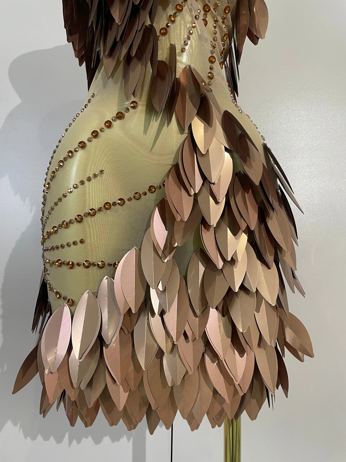 Leafy Sequins Mesh Mini Dress