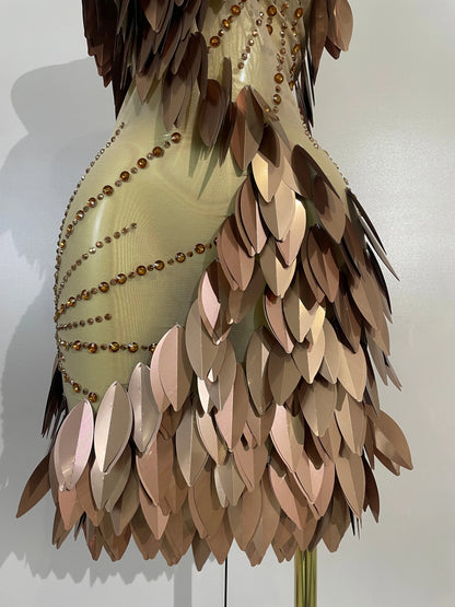 Leafy Sequins Mesh Mini Dress