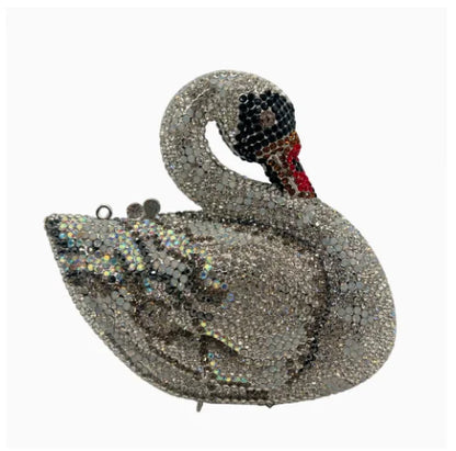 Swan Rhinestone Clutch Purse